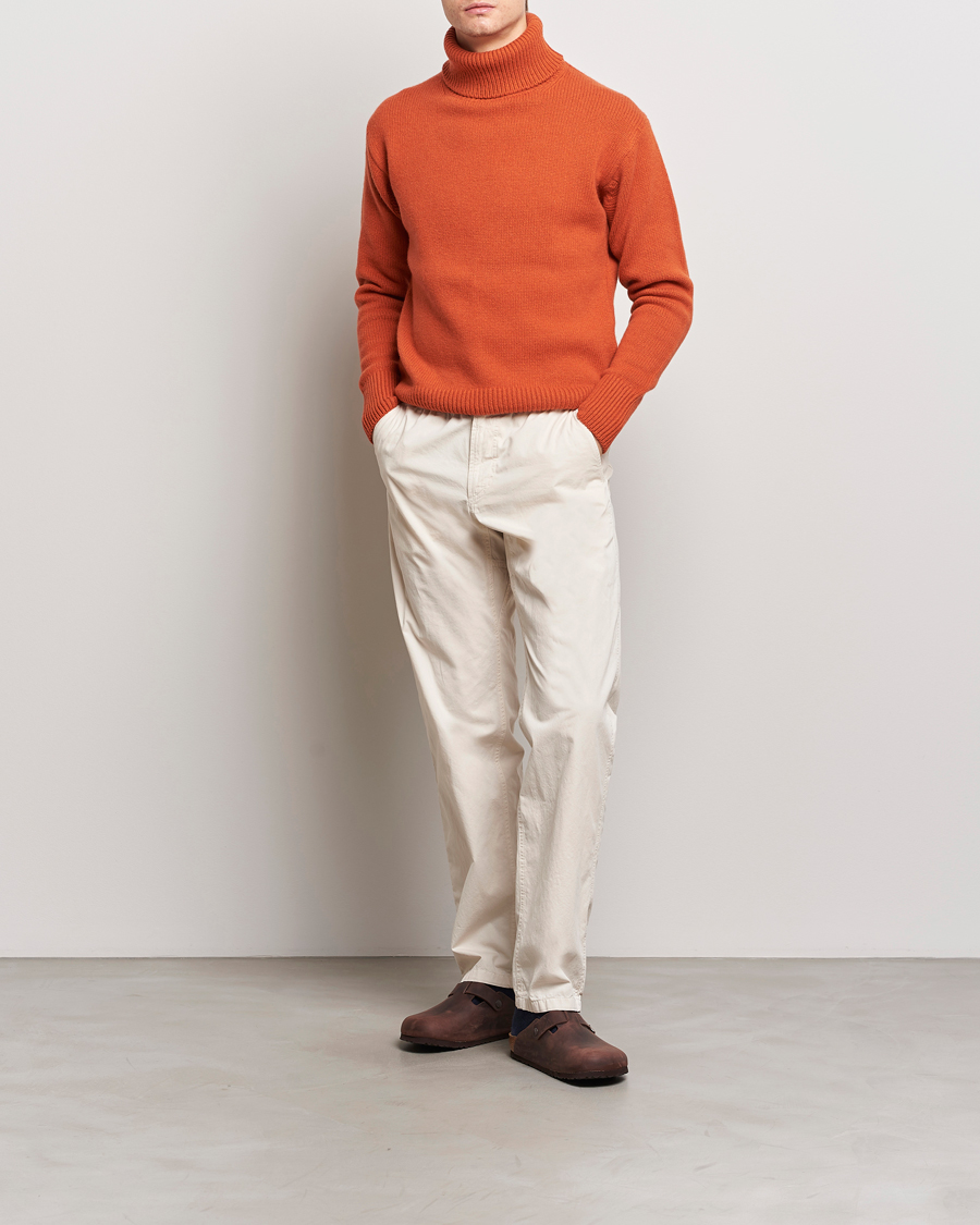 Herre | Trøjer | Merz b. Schwanen | Cashmere/Merino Rollneck Rust