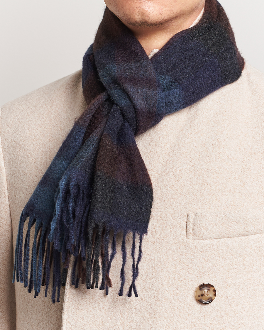 Herre | Gaver til særlige lejligheder | Begg & Co | Checked Cashmere Scarf 30*160cm Navy Slate