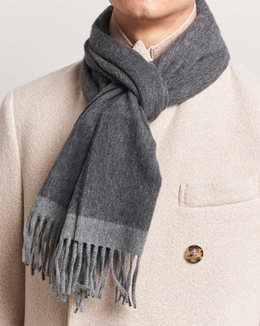 Herre |  | Begg & Co | Solid Board Wool/Cashmere Scarf Flannel Charcoal