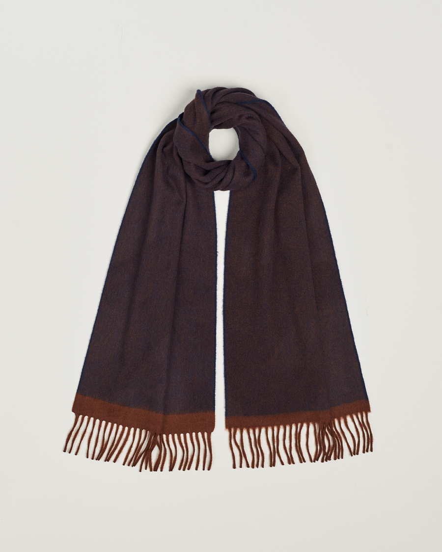 Herre | Begg & Co Solid Board Wool/Cashmere Scarf Navy Chocolate | Begg & Co | Solid Board Wool/Cashmere Scarf Navy Chocolate