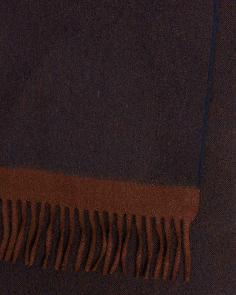 Herre | Begg & Co Solid Board Wool/Cashmere Scarf Navy Chocolate | Begg & Co | Solid Board Wool/Cashmere Scarf Navy Chocolate