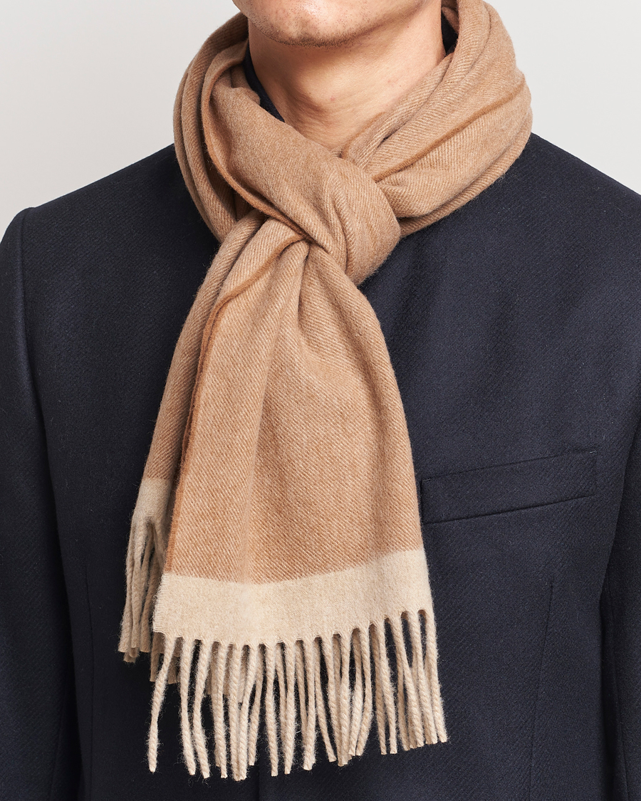 Herre | Begg & Co Solid Board Wool/Cashmere Scarf Warm Natural | Begg & Co | Solid Board Wool/Cashmere Scarf Warm Natural