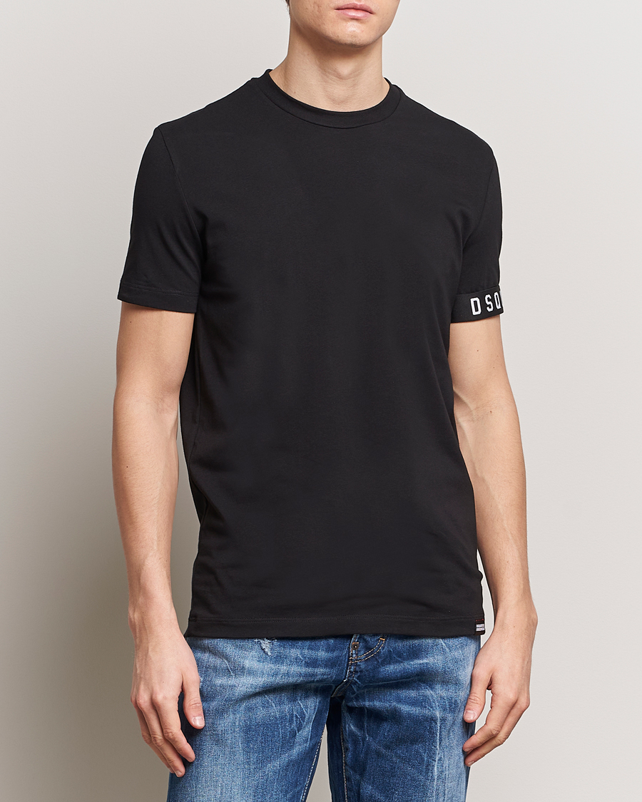 Herre | Sorte t-shirts | Dsquared2 | Taped Logo Crew Neck T-Shirt Black/White