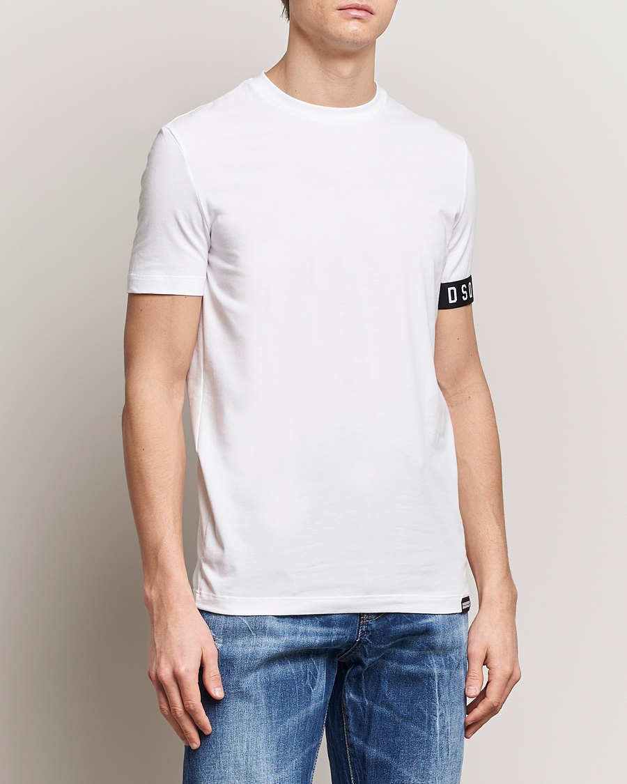 Herre | Udsalg | Dsquared2 | Taped Logo Crew Neck T-Shirt White/Black