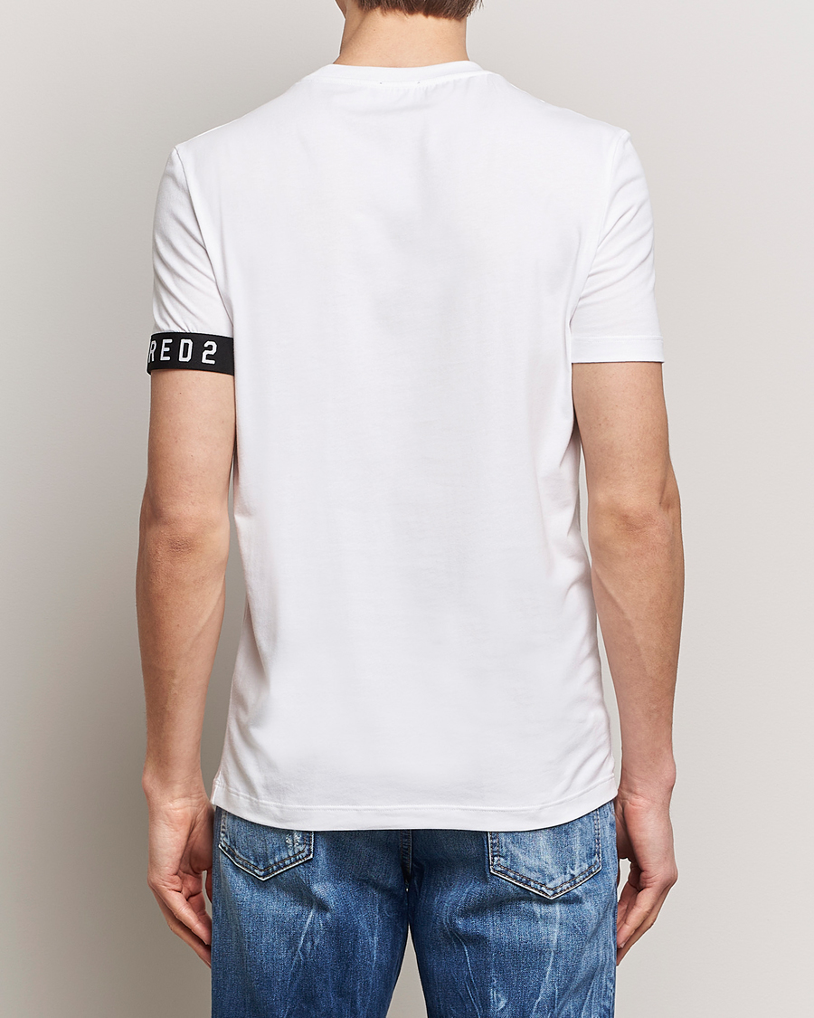 Herre | T-Shirts | Dsquared2 | Taped Logo Crew Neck T-Shirt White/Black