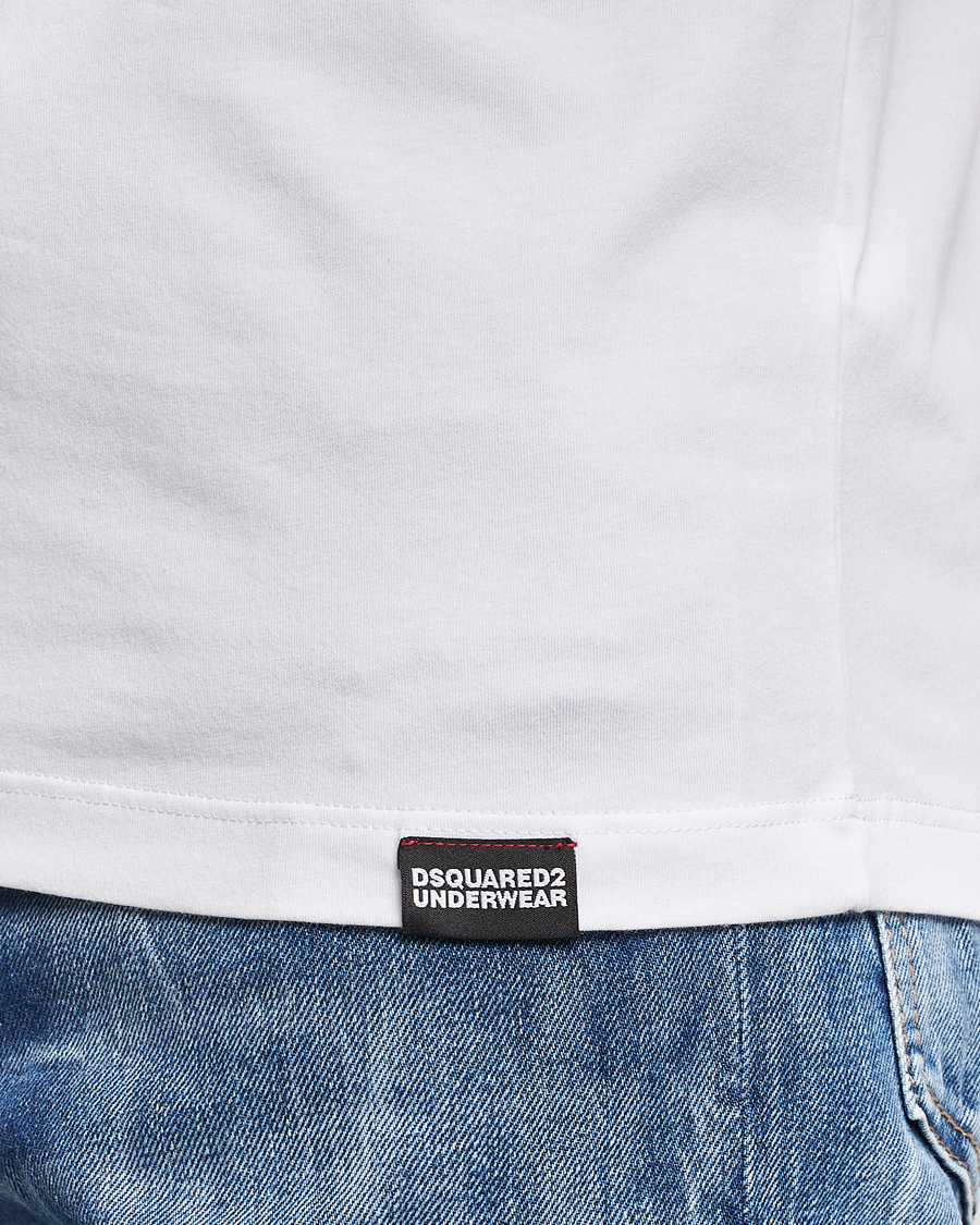 Herre | T-Shirts | Dsquared2 | Taped Logo Crew Neck T-Shirt White/Black
