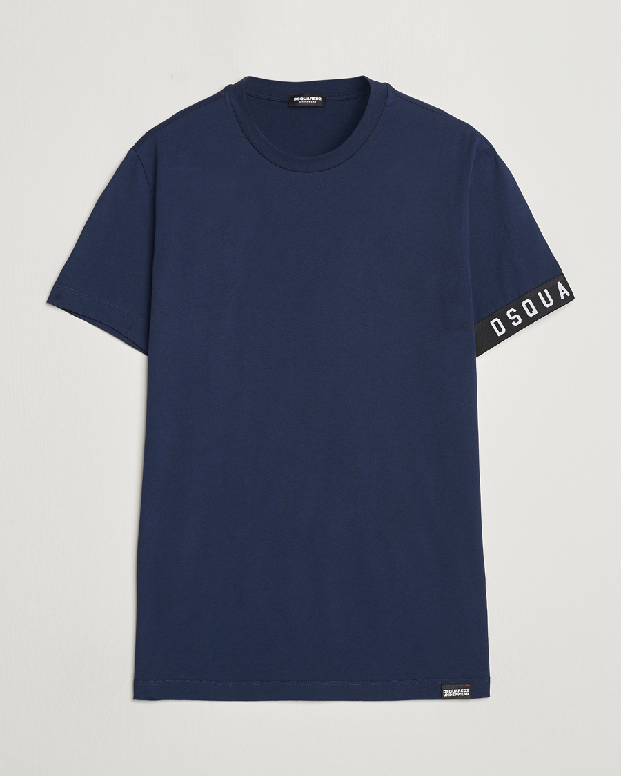 Herre | T-Shirts | Dsquared2 | Taped Logo Crew Neck T-Shirt Navy/White