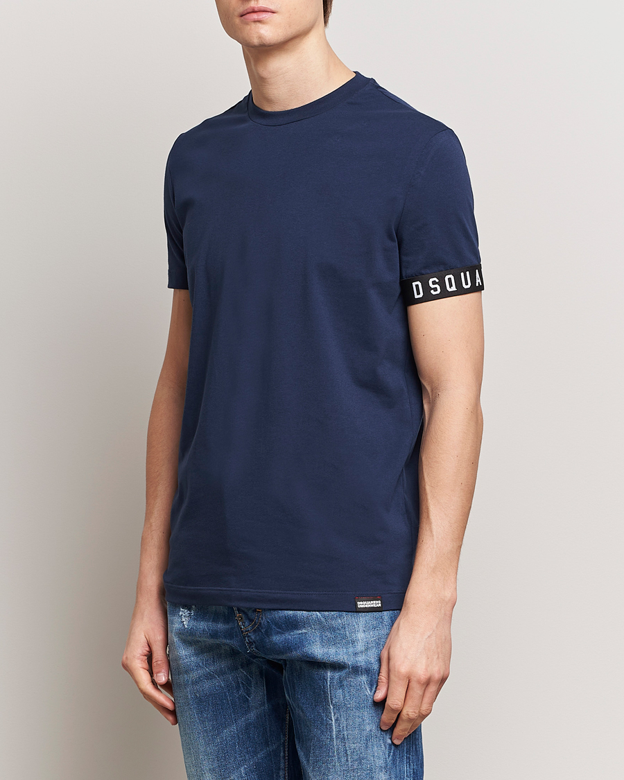 Herre | Tøj | Dsquared2 | Taped Logo Crew Neck T-Shirt Navy/White