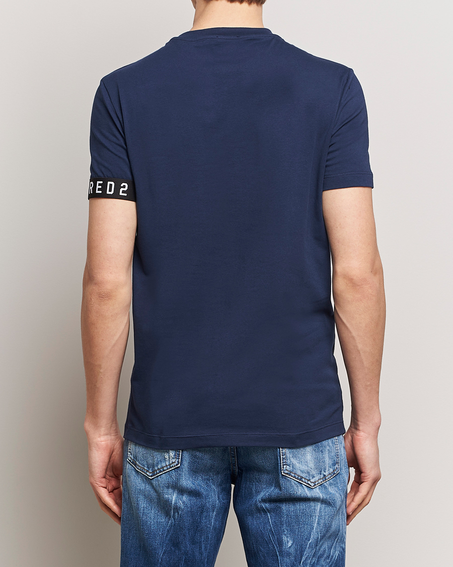 Herre | T-Shirts | Dsquared2 | Taped Logo Crew Neck T-Shirt Navy/White