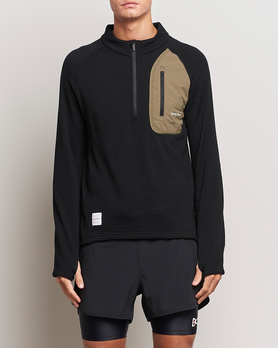 Herre | Sport | District Vision | Half-Zip Merino Grid Fleece Black