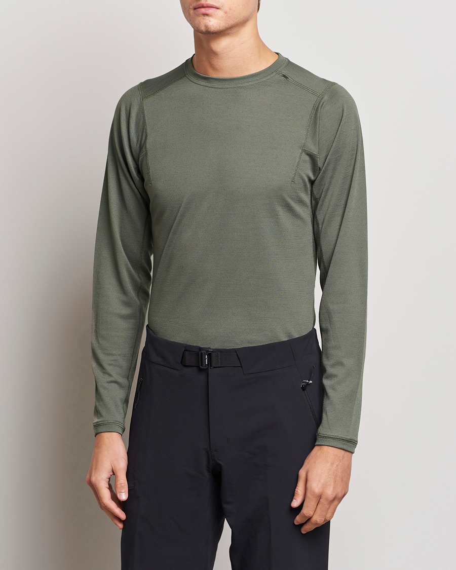Herre | T-Shirts | Snow Peak | Recycled Polyester/Wool Long Sleeve T-Shirt Olive