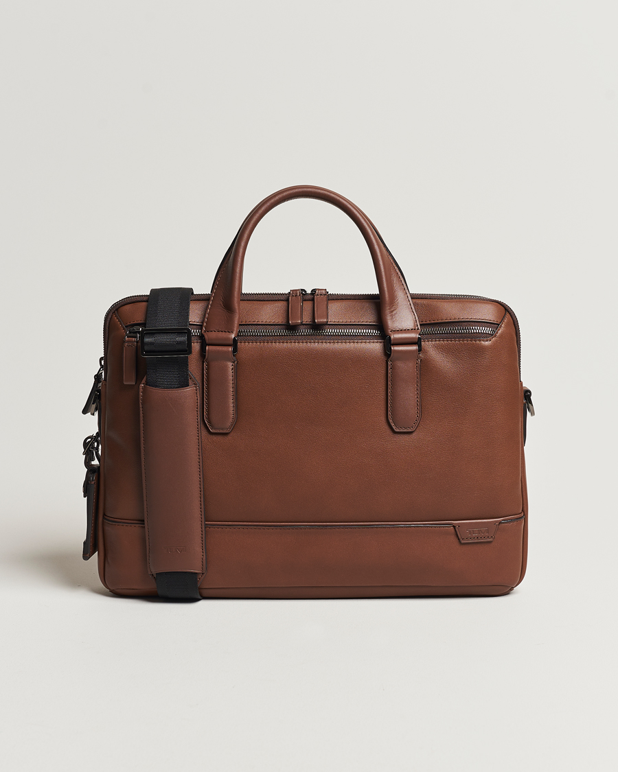 Herre | Tasker | TUMI | Harrison Sycamore Slim Leather Brief Cognac