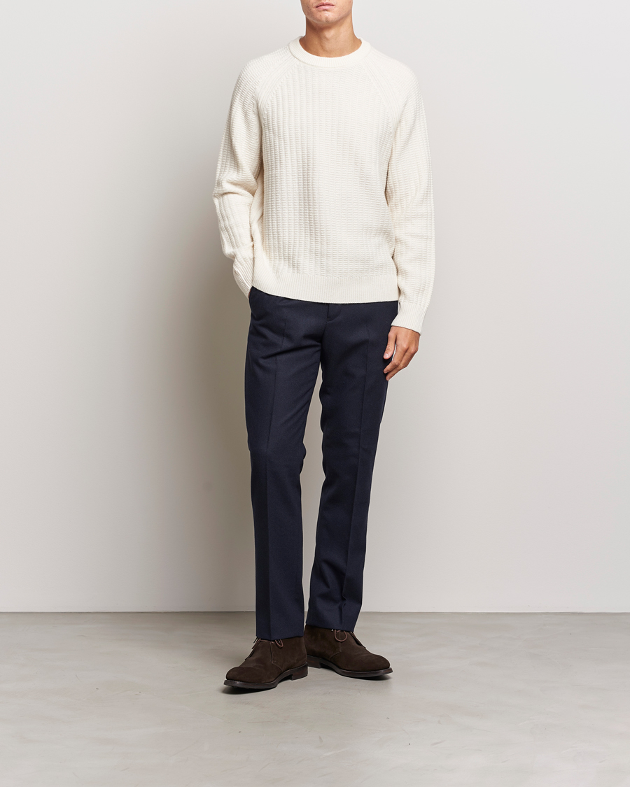 Herre | Trøjer | GANT | Textured Raglan Knitted Crew Neck Cream