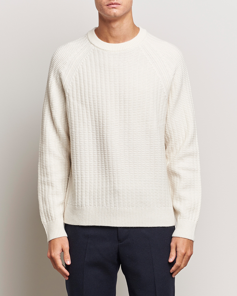 Herre |  | GANT | Textured Raglan Knitted Crew Neck Cream