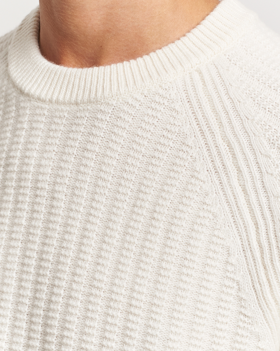 Herre | Trøjer | GANT | Textured Raglan Knitted Crew Neck Cream