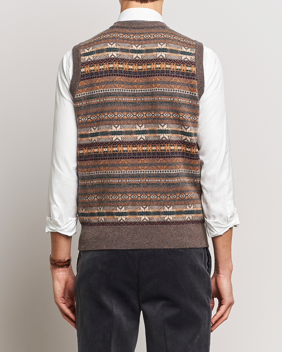 Herre | Trøjer | Beams F | Cashmere Fairisle Vest Dark Brown
