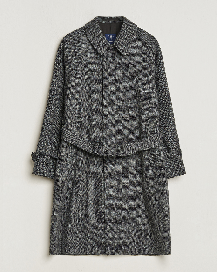 Herre | Jakker | Beams F | Harris Tweed Raglan Coat Dark Grey