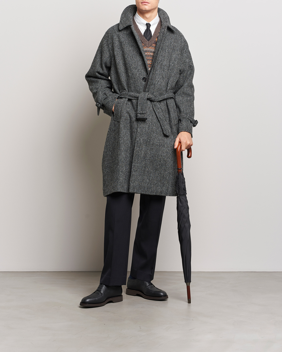 Herre | Jakker | Beams F | Harris Tweed Raglan Coat Dark Grey