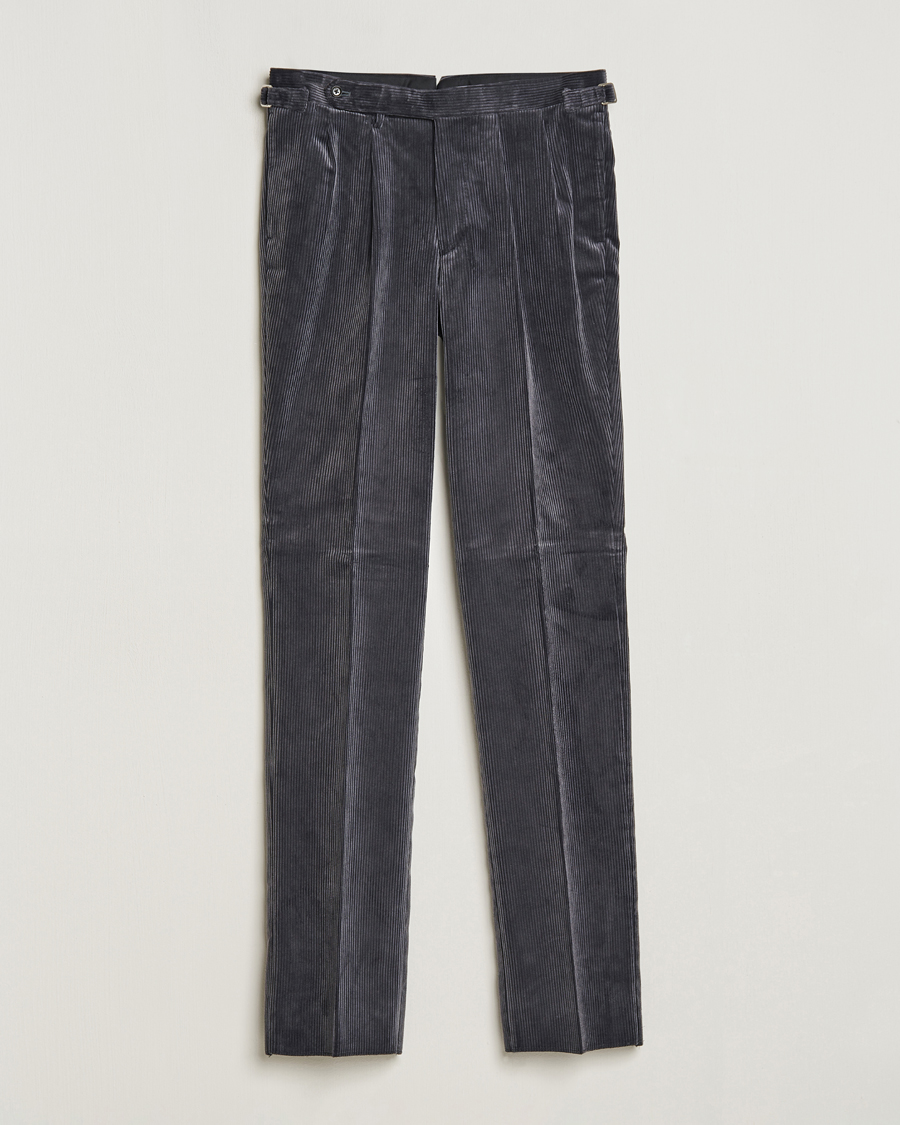 Herre | Bukser | Beams F | Corduroy Side Adjuster Trousers Charcoal