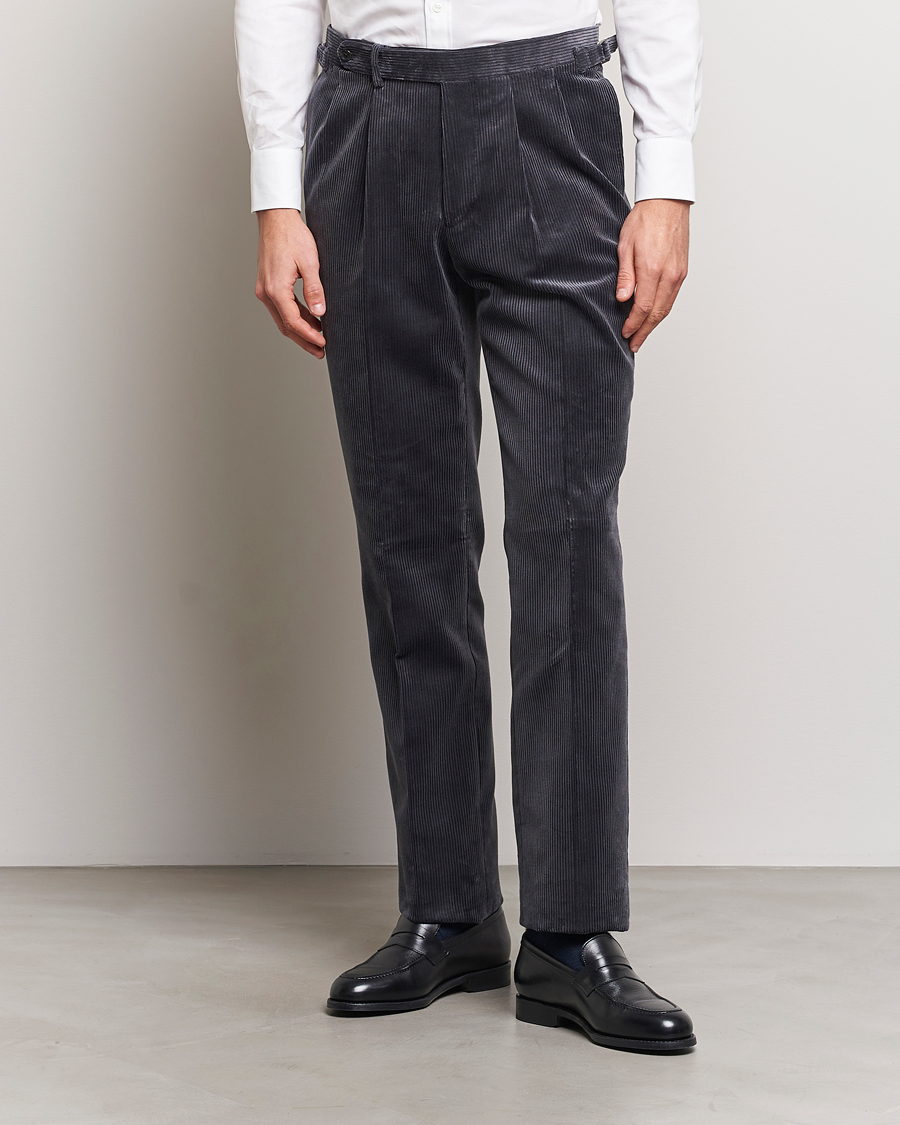 Herre | 30% udsalg | Beams F | Corduroy Side Adjuster Trousers Charcoal