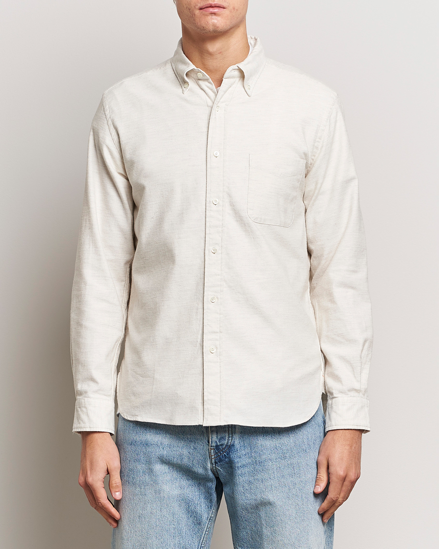 Herre | Skjorter | BEAMS PLUS | Flannel Button Down Shirt Off White