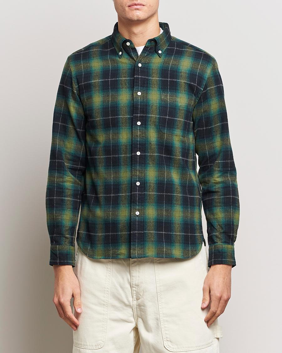 Herre |  | BEAMS PLUS | Shaggy Flannel Button Down Shirt Green Check
