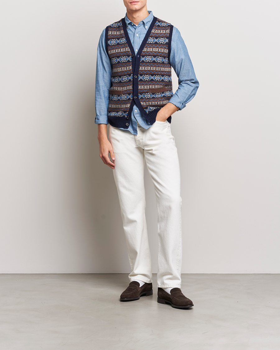 Herre | Trøjer | BEAMS PLUS | Fairisle Knit Vest Brown