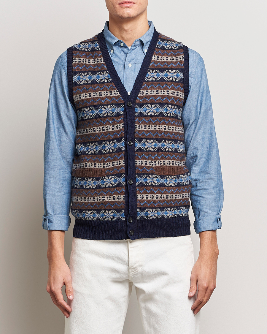 Herre | Trøjer | BEAMS PLUS | Fairisle Knit Vest Brown