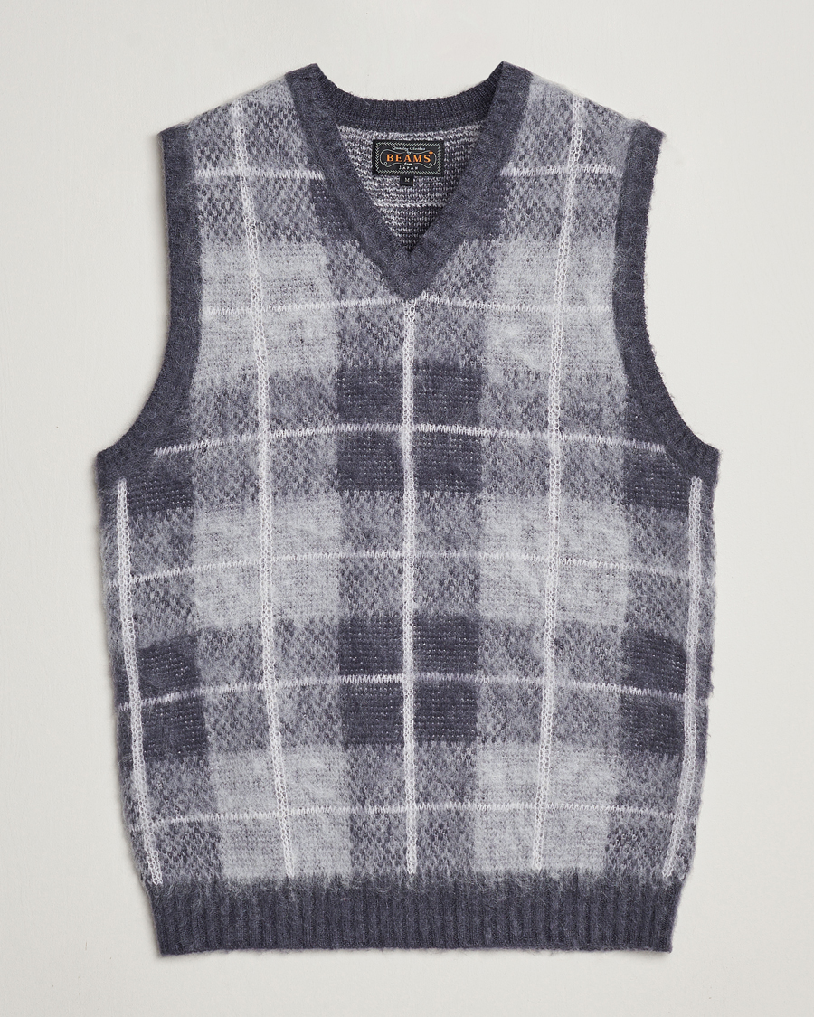 Herre | Trøjer | BEAMS PLUS | Check Mohair Vest Grey