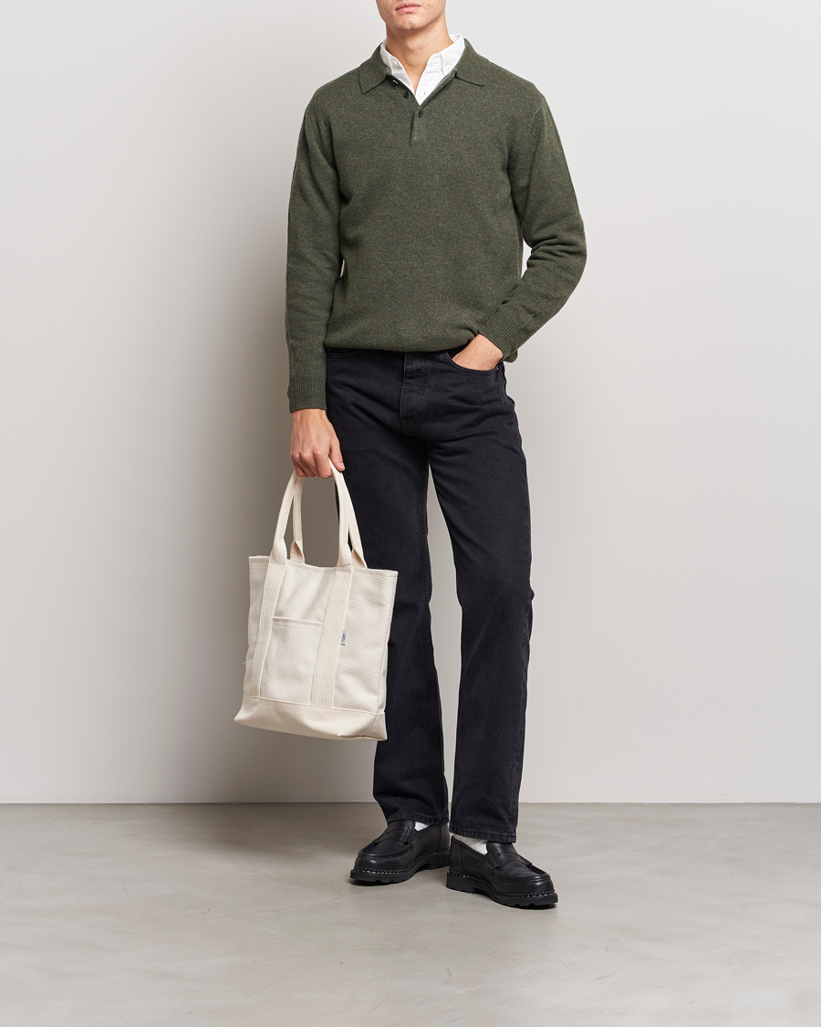 Herre | Trøjer | BEAMS PLUS | Long Sleeve Knitted Polo Olive