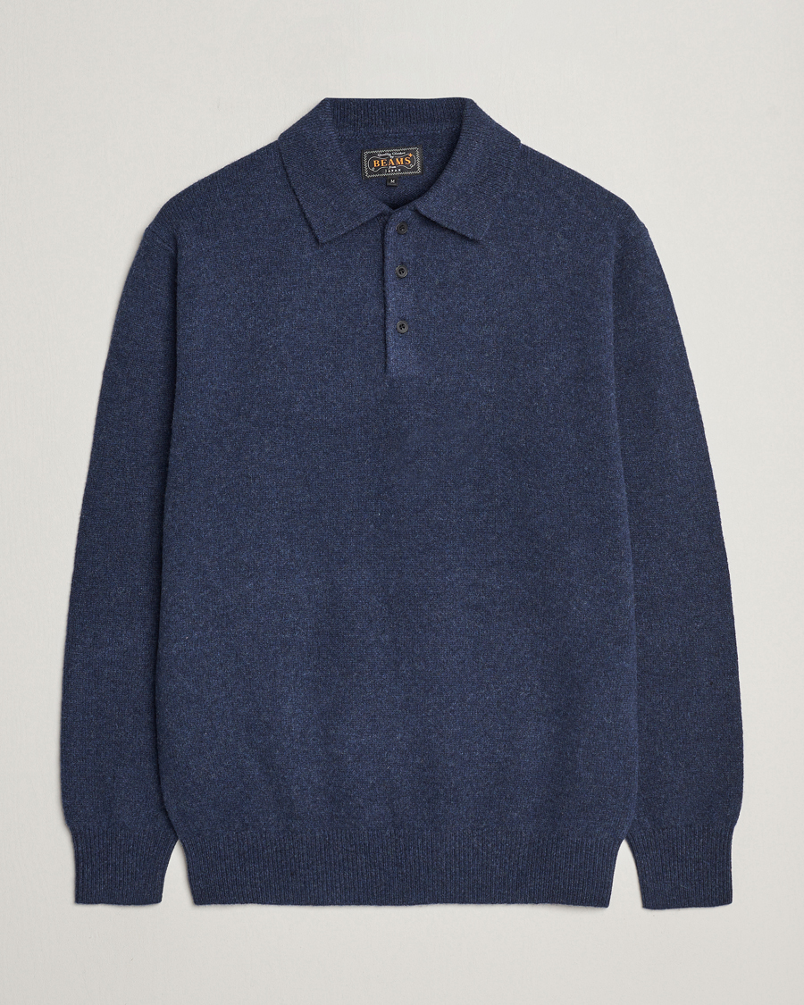 Herre | Trøjer | BEAMS PLUS | Long Sleeve Knitted Polo Navy