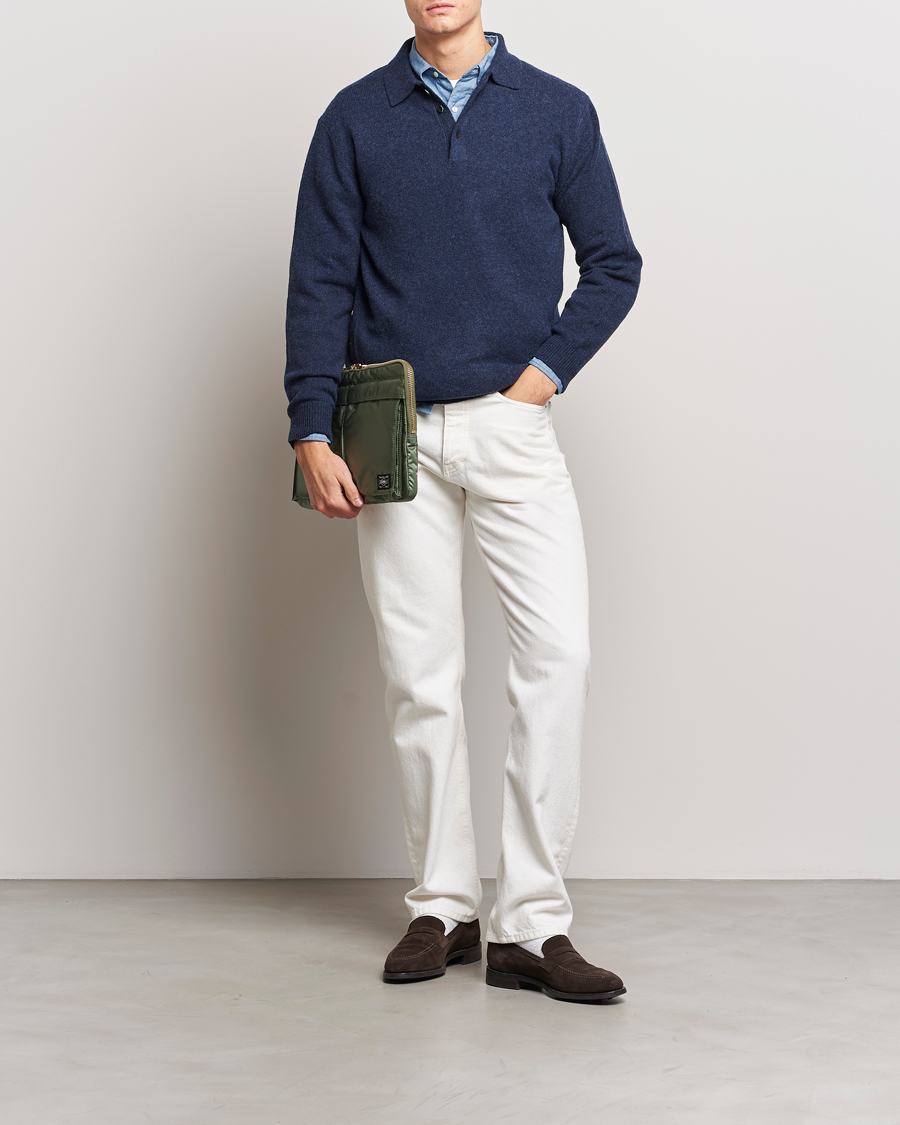 Herre | Trøjer | BEAMS PLUS | Long Sleeve Knitted Polo Navy