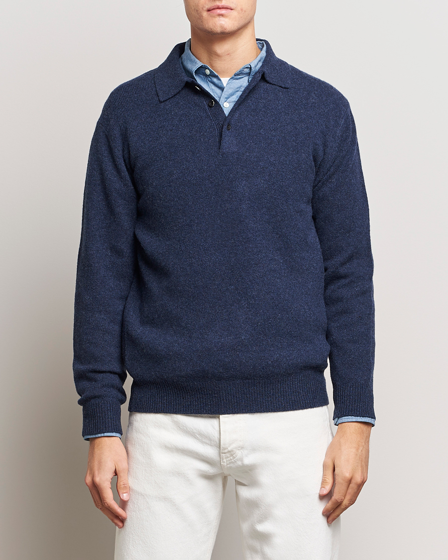 Herre | Trøjer | BEAMS PLUS | Long Sleeve Knitted Polo Navy