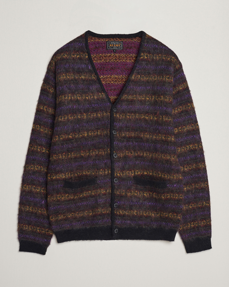 Herre | Trøjer | BEAMS PLUS | Fairisle Jacquard Cardigan Grey