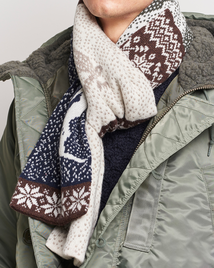 Herre | BEAMS PLUS Nordic Jacquard Muffler Scarf Natural | BEAMS PLUS | Nordic Jacquard Muffler Scarf Natural