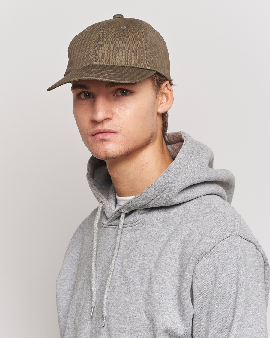 Herre | BEAMS PLUS 6 Panel Herringbone Cap Olive | BEAMS PLUS | 6 Panel Herringbone Cap Olive