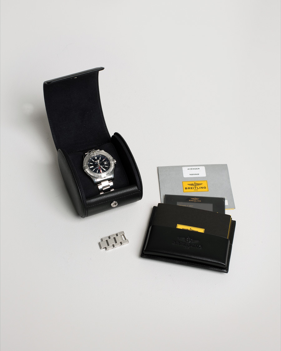 Herre | Breitling Pre-Owned Avenger II GMT A3239011 Steel Black | Breitling Pre-Owned | Avenger II GMT A3239011 Steel Black