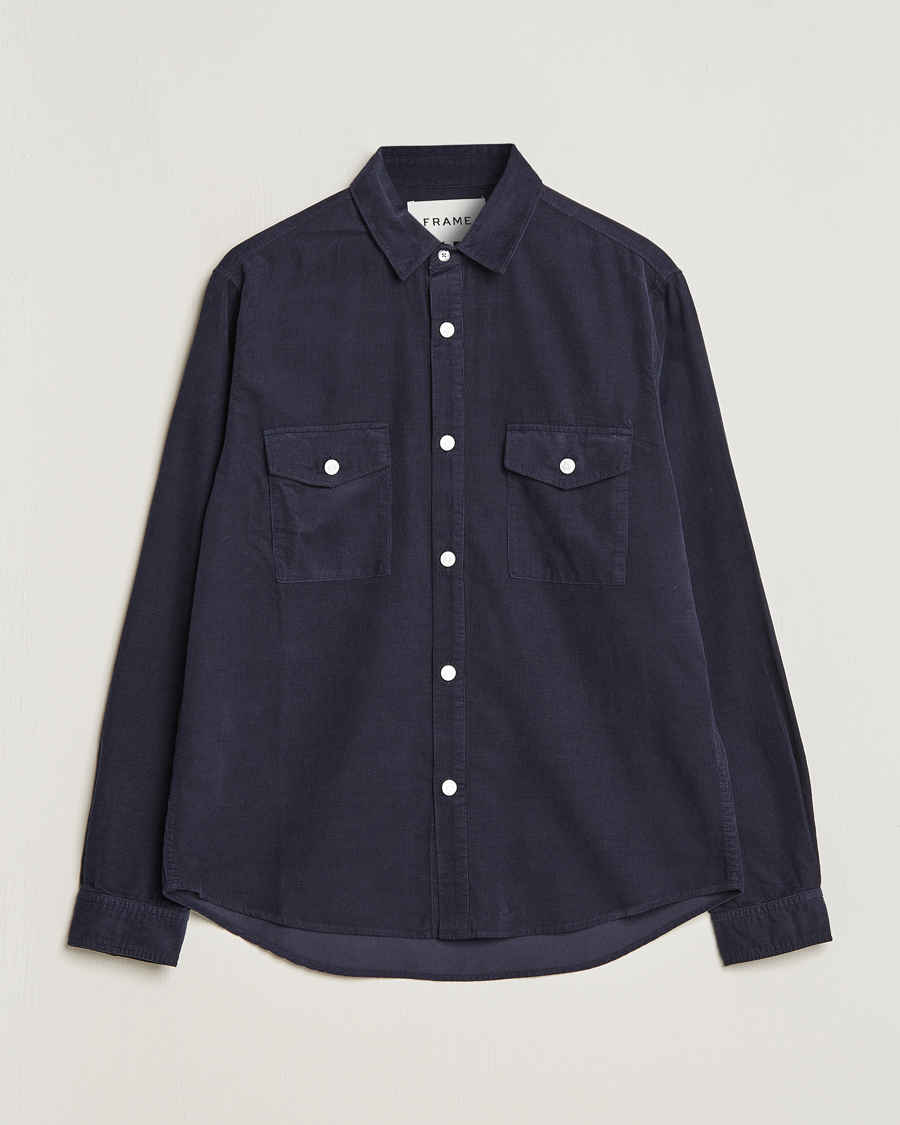 Herre | Skjorter | FRAME | Douple Pocket Micro Cord Shirt Midnight Blue