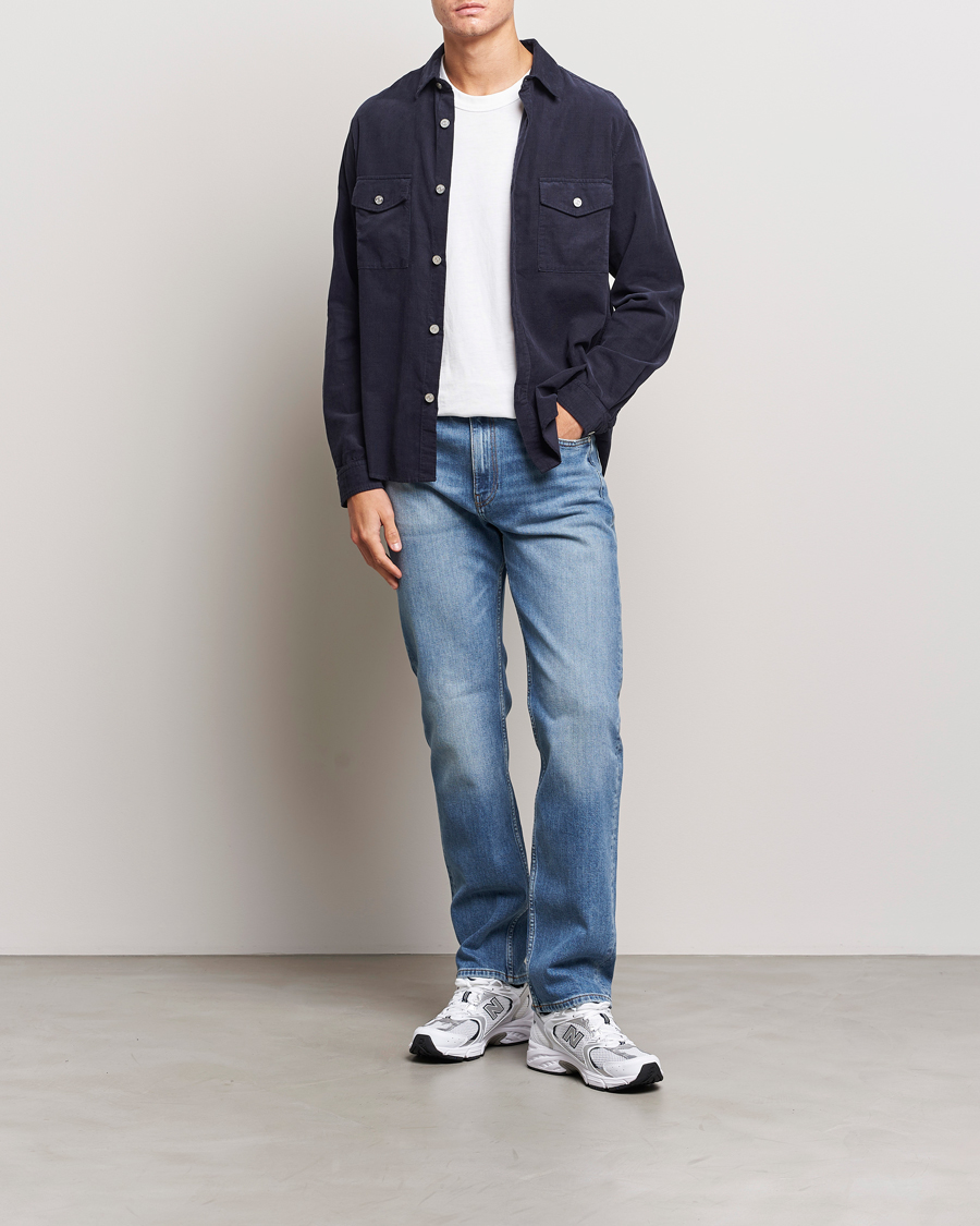 Herre | Skjorter | FRAME | Douple Pocket Micro Cord Shirt Midnight Blue