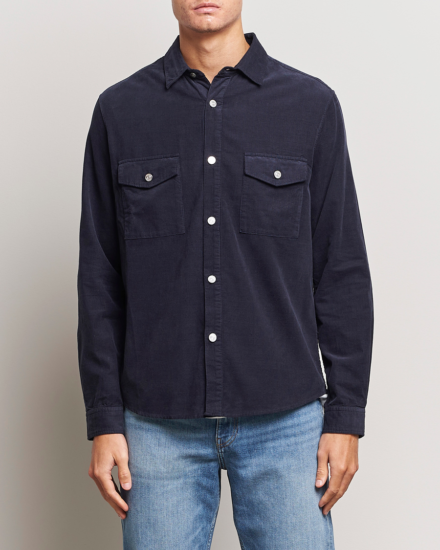 Herre | Nye varemærker | FRAME | Douple Pocket Micro Cord Shirt Midnight Blue