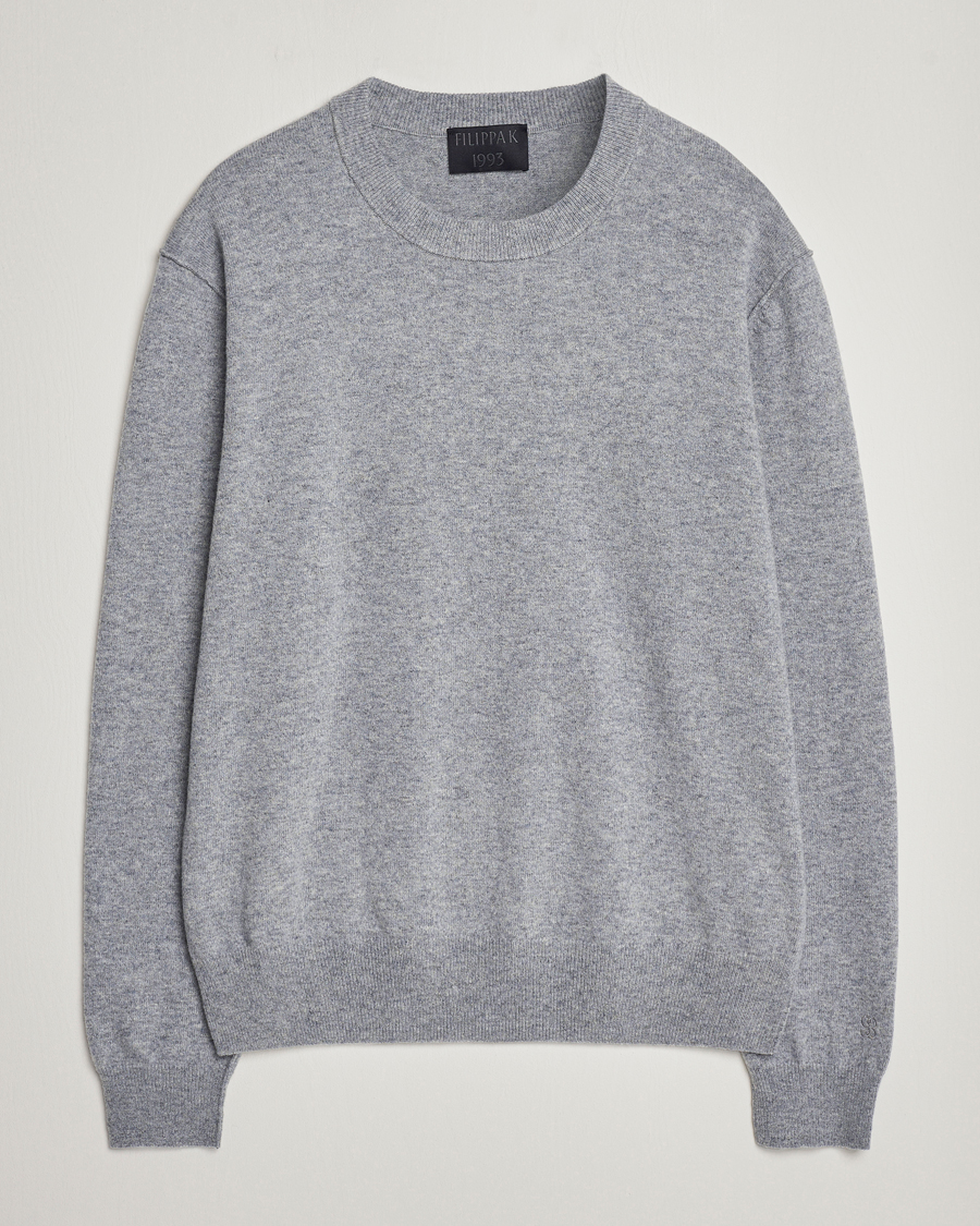 Herre | Trøjer | Filippa K | 93 Knitted Lambswool Crew Neck Sweater Grey Melange