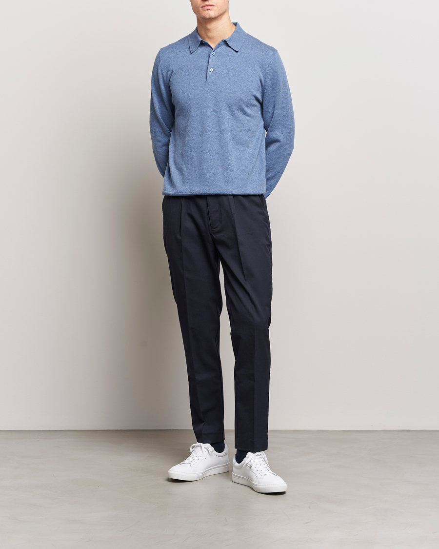 Herre | Trøjer | Filippa K | Knitted Polo Shirt Paris Blue