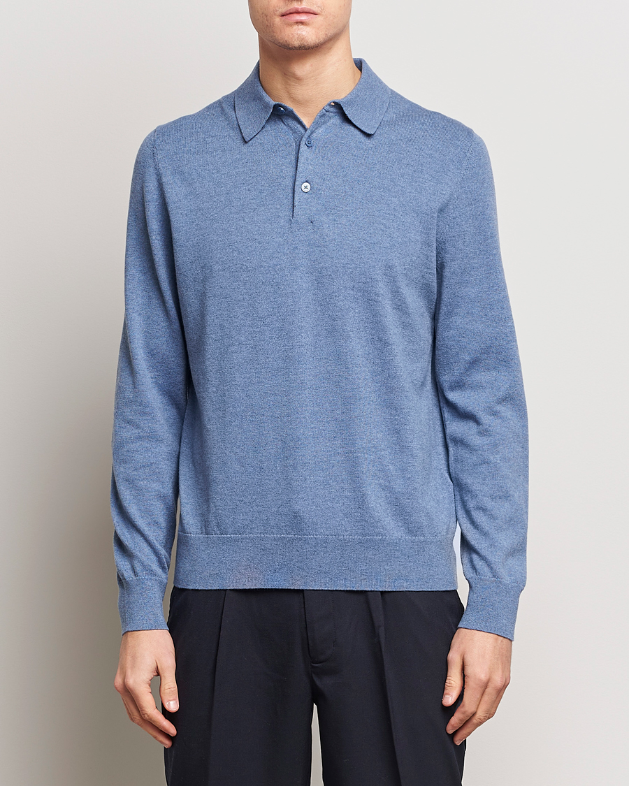Herre | Afdelinger | Filippa K | Knitted Polo Shirt Paris Blue