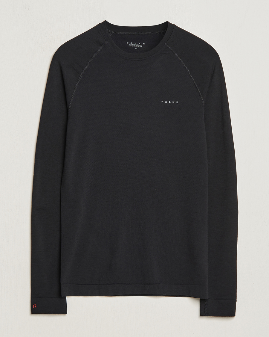 Herre | Sorte t-shirts | Falke Sport | Falke Long Sleeve Wool Tech Light Shirt Black