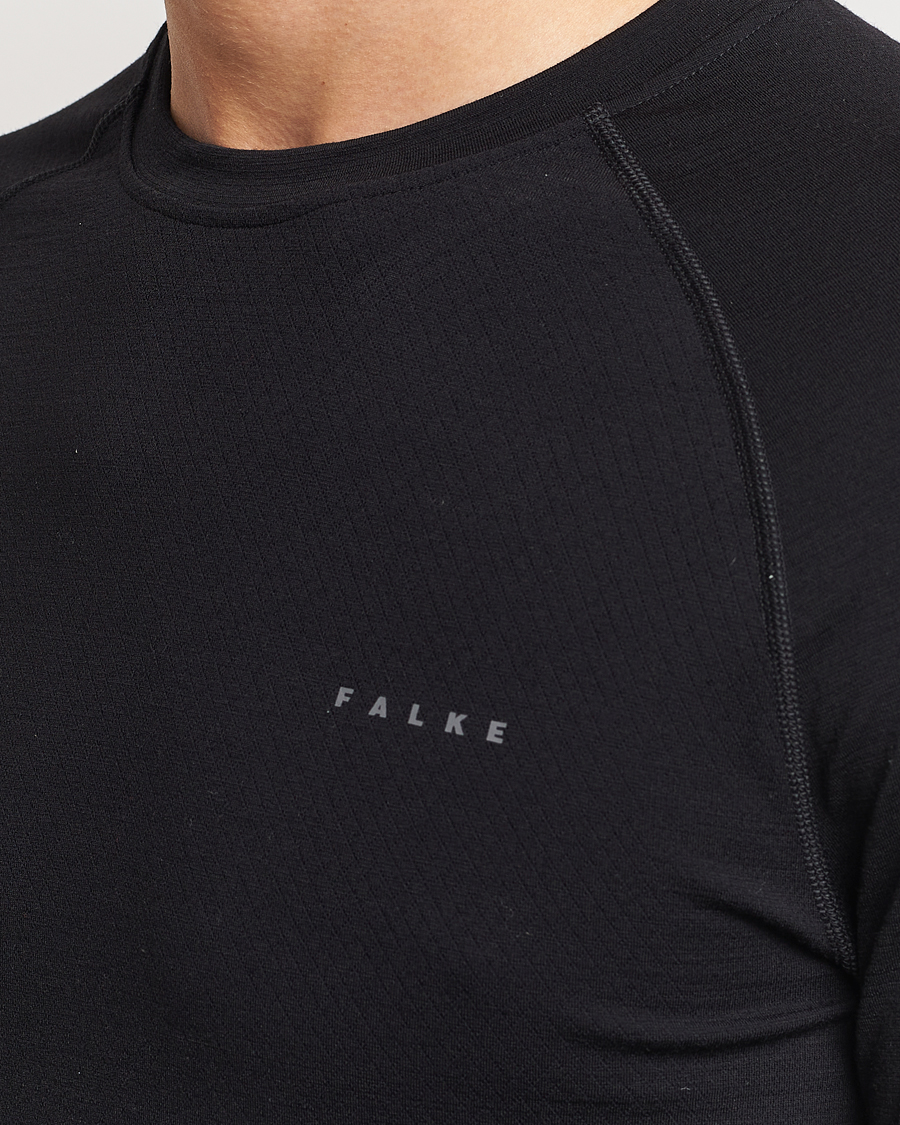 Herre | T-Shirts | Falke Sport | Long Sleeve Wool Tech Light Shirt Black
