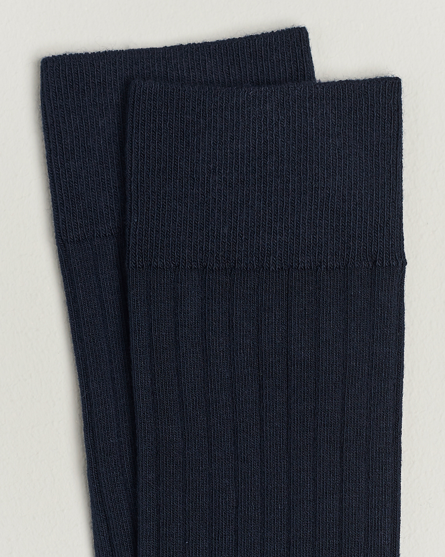 Herre | Almindelige sokker | A Day's March | Ribbed Cotton Socks Navy
