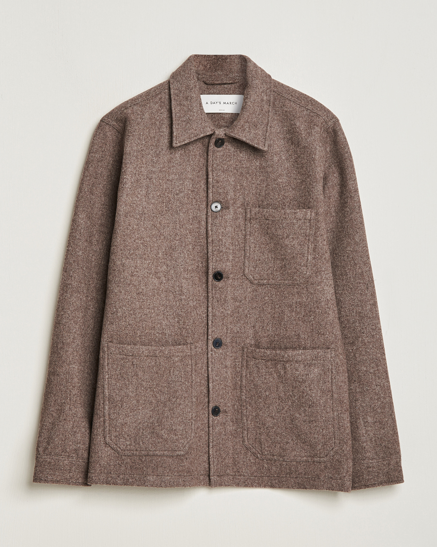 Herre | A Day's March | A Day's March | Original Wool Overshirt Taupe Melange