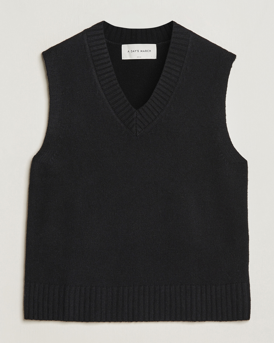 Herre | Trøjer | A Day's March | Wigtown Lambswool Vest Black