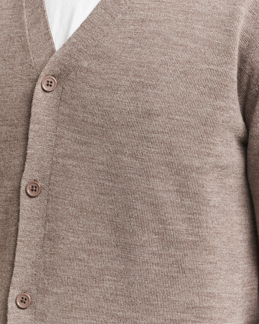 Herre | Trøjer | A Day's March | Oca Merino Cardigan Taupe Melange