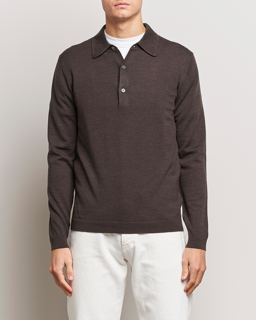 Herre | Trøjer | A Day's March | Ambroz Merino Polo Dark Brown